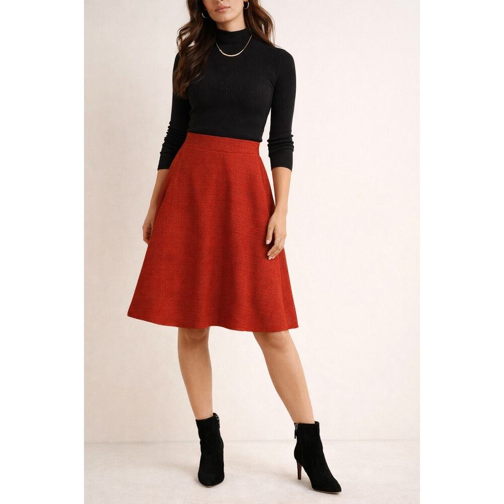 Korovilas Anthropologie A Line Skirt O/S Lined Textured Rust Orange Modern Chic